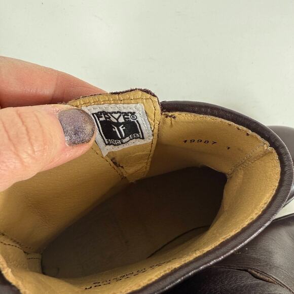 Frye Tyler Engineer Boots Women's 6.5 Brown Leather Zip Ankle Strap Booties - Picture 9 of 10